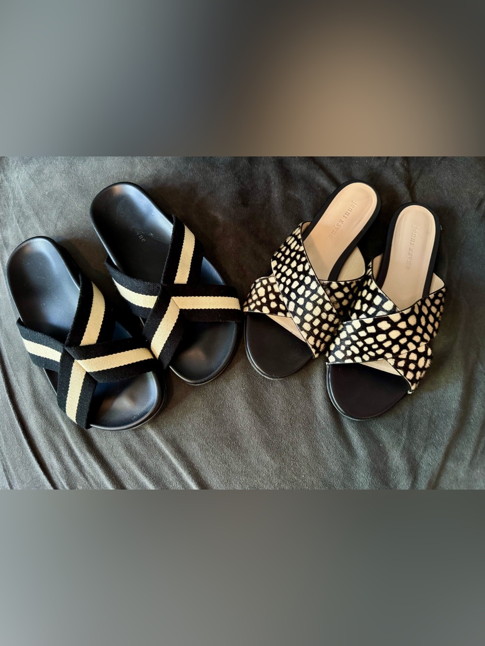2 pairs of Jenni Kayne black & cream sandals EU40.